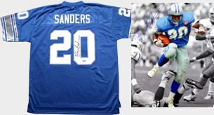 Barry Sanders Autographed Detroit Lions Jersey - Blue Pro Line Inscribed  HOF 04 - Detroit City Sports