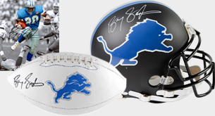 DETROIT LIONS KING BARRY SANDERS signed INSCRIBED FLAT BLACK MINI